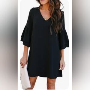 NWT / BELONGSCI / PLUS SIZE WOMENS MIDI BLACK DRESS/SIZE :4XL